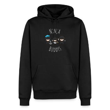 Ninja Buddies Funny Design - Men’s Premium Organic Hoodie - black - Front - Nico (187cm)