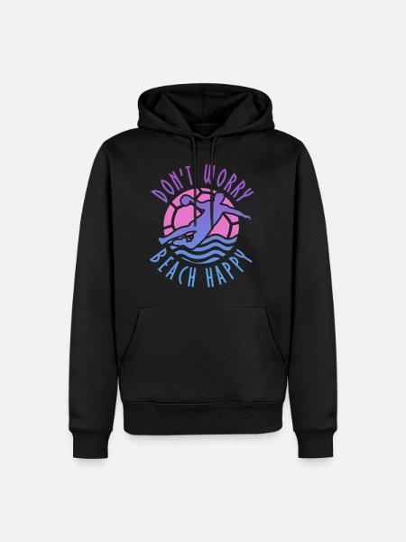 Don't Worry Beach Happy Beachhandball - Männer Premium Bio Hoodie - Schwarz