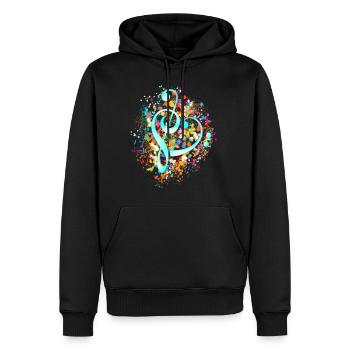 Notenschlüssel Musik Herz Musiknoten Bass Noten - Männer Premium Bio Hoodie - Schwarz - Vorne - Nico (187cm)