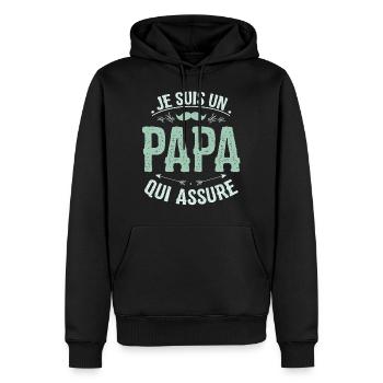 Father's Day T-shirt - a Dad who insures - Men’s Premium Organic Hoodie - black - Front - Nico (187cm)