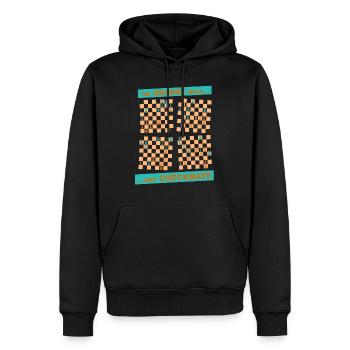 Die ORANGE Bewegung ... und CHECKMATE - einfach - Männer Premium Bio Hoodie - Schwarz - Vorne - Nico (187cm)