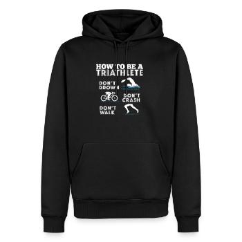 Comment être un triathlon triathlète - Sweat à capuche Premium bio Homme - noir - Devant - Nico (187cm)