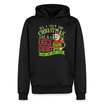 Cadeau de chemise de chat de Noël - Sweat à capuche Premium bio Homme - noir - Devant - Nico (187cm)