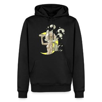 moon space drink cosmonaut girl - Sweat à capuche Premium bio Homme - noir - Devant - Nico (187cm)