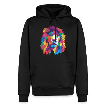 Tête de lion - Sweat à capuche Premium bio Homme - noir - Devant - Nico (187cm)