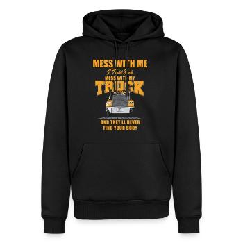 Trucker LKW Fahrer Fernfahrer Lastwagen Geschenk - Männer Premium Bio Hoodie - Schwarz - Vorne - Nico (187cm)