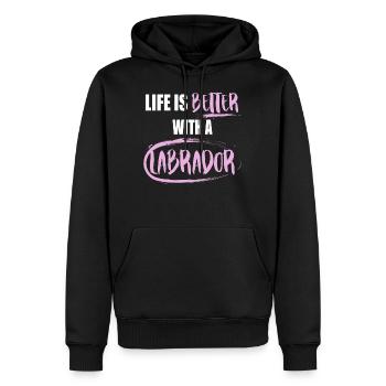 Bavardage chien Labrador - Sweat à capuche Premium bio Homme - noir - Devant - Nico (187cm)