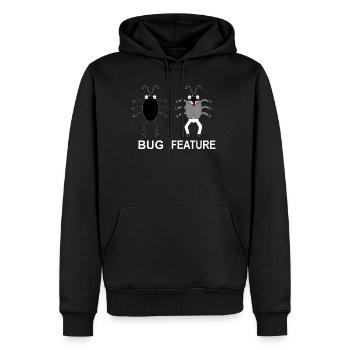 Fonctionnalité de bogue - Programmeur informaticien - Sweat à capuche Premium bio Homme - noir - Devant - Nico (187cm)