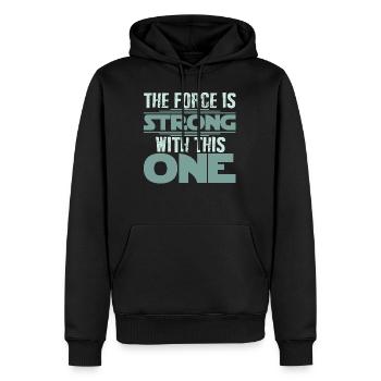 DIE MACHT IST STARK IN MIR! BABYBAUCH SHIRT! - Männer Premium Bio Hoodie - Schwarz - Vorne - Nico (187cm)