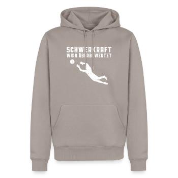 Torwart Schwerkraft Fussball Geschenk - Männer Premium Bio Hoodie - Taupe - Vorne - Nico (187cm)