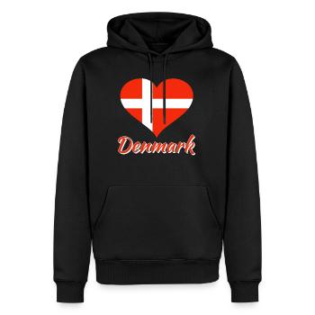 Denmark - Männer Premium Bio Hoodie - Schwarz - Vorne - Nico (187cm)
