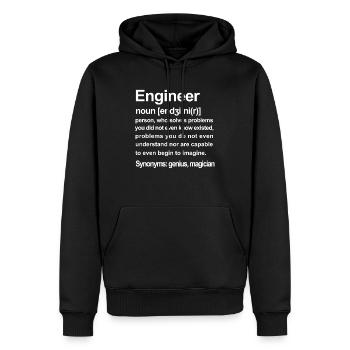 Description de l'ingénieur - ingénieur - Sweat à capuche Premium bio Homme - noir - Devant - Nico (187cm)