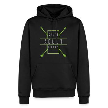 kann heute nicht erwachsen werden - Männer Premium Bio Hoodie - Schwarz - Vorne - Nico (187cm)
