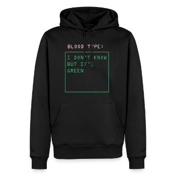 blood type - Men’s Premium Organic Hoodie - black - Front - Nico (187cm)