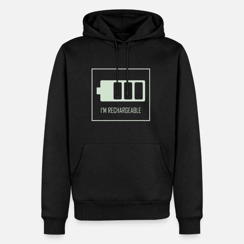 Ich bin aufladbar - Männer Premium Bio Hoodie - Schwarz