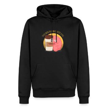 Kaffee Gehirn Trinken Spruch Lustig - Männer Premium Bio Hoodie - Schwarz - Vorne - Nico (187cm)