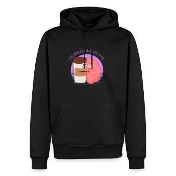 Kaffee Gehirn Trinken Spruch Lustig - Männer Premium Bio Hoodie - Schwarz - Vorne - Nico (187cm)