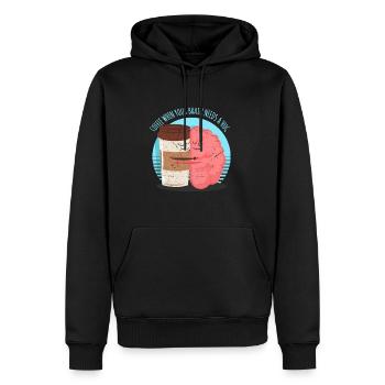 Kaffee Gehirn Trinken Spruch Lustig - Männer Premium Bio Hoodie - Schwarz - Vorne - Nico (187cm)