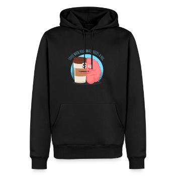 Kaffee Gehirn Trinken Spruch Lustig - Männer Premium Bio Hoodie - Schwarz - Vorne - Nico (187cm)