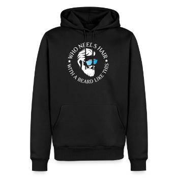 Barbe comme ça - barbe, barbe, bûcheron - Sweat à capuche Premium bio Homme - noir - Devant - Nico (187cm)