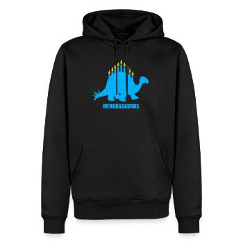 Menorasaurus Menorah Hanukkah Dinosaure Juif Channuk - Sweat à capuche Premium bio Homme - noir - Devant - Nico (187cm)