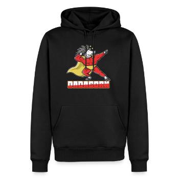 Fête des pères papa papa cadeau super licorne - Sweat à capuche Premium bio Homme - noir - Devant - Nico (187cm)