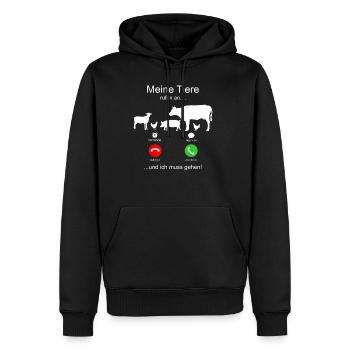 Meine Tiere rufen und ich muss gehen Ackerdemiker - Männer Premium Bio Hoodie - Schwarz - Vorne - Nico (187cm)