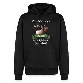 Vie Sans chasse Possible Mais Inutile I Chasseur - Sweat à capuche Premium bio Homme - noir - Devant - Nico (187cm)