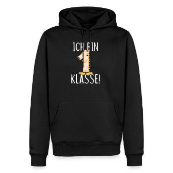 Je suis en première année - scolarisation, première année - Sweat à capuche Premium bio Homme - noir - Devant - Nico (187cm)