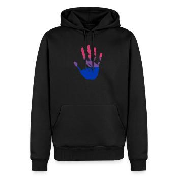 Bisexual Supporter Handabdruck - Bisexuell Hand - Männer Premium Bio Hoodie - Schwarz - Vorne - Nico (187cm)