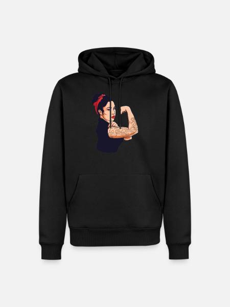 Tattoo Feminismus Geschenkidee Frauen-Power - Männer Premium Bio Hoodie - Schwarz
