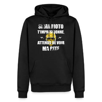 Si ma moto t'impressionne - Sweat à capuche Premium bio Homme - noir - Devant - Nico (187cm)