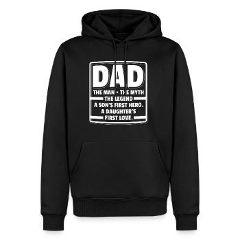 Dad The Man The Myth The Legend Geschenk Vater - Männer Premium Bio Hoodie - Schwarz - Vorne - Nico (187cm)