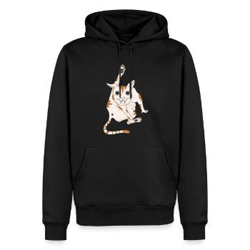 Verrückte Katze wird beim Hintern putzen erwischt - Männer Premium Bio Hoodie - Schwarz - Vorne - Nico (187cm)