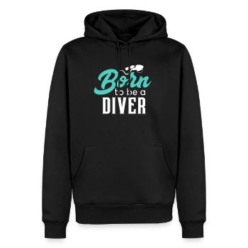 Born to be a diver - Diving fish snorkeling - Men’s Premium Organic Hoodie - black - Front - Nico (187cm)