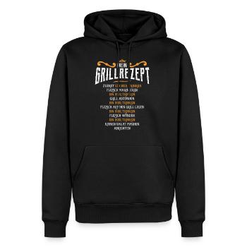 Mein Grillrezept Grillen BBQ und Bier trinken - Männer Premium Bio Hoodie - Schwarz - Vorne - Nico (187cm)