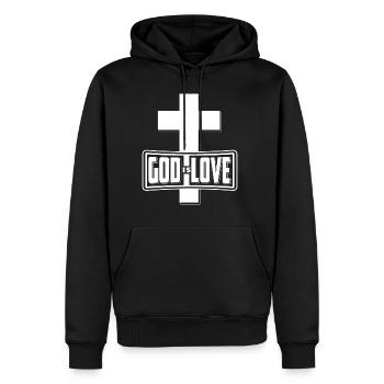Dieu est amour croix cadeau chemise croyant chrétien - Sweat à capuche Premium bio Homme - noir - Devant - Nico (187cm)