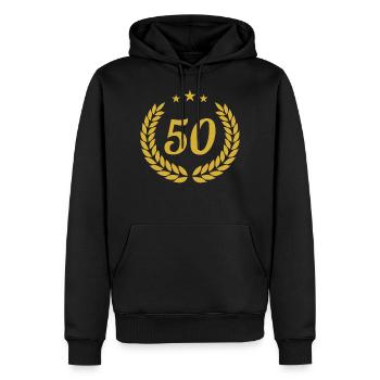Goldene Hochzeit 50. Geburtstag Jubiläum - Männer Premium Bio Hoodie - Schwarz - Vorne - Nico (187cm)
