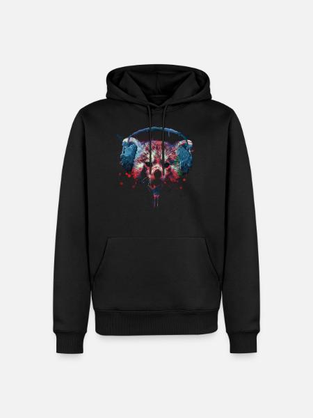 Creepy Halloween Red Panda with headphones - Men’s Premium Organic Hoodie - black