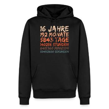 16 Jahre Geburtstag Hochzeitstag Jubiläum - Männer Premium Bio Hoodie - Schwarz - Vorne - Nico (187cm)
