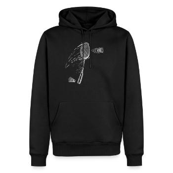 Badminton, Federball, Netz, Schläger, Geschenk - Männer Premium Bio Hoodie - Schwarz - Vorne - Nico (187cm)