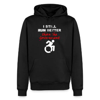 Je cours toujours mieux que le fauteuil roulant du gouvernement - Sweat à capuche Premium bio Homme - noir - Devant - Nico (187cm)