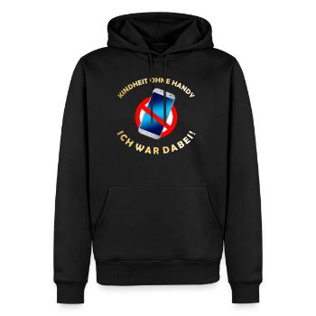 Kindheit ohne Handy ich war dabei - Männer Premium Bio Hoodie - Schwarz - Vorne - Nico (187cm)