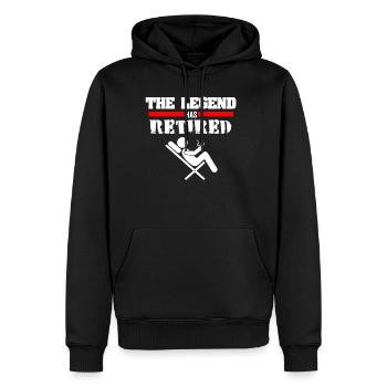 La légende a pris sa retraite - retraité, retraité, retraite - Sweat à capuche Premium bio Homme - noir - Devant - Nico (187cm)