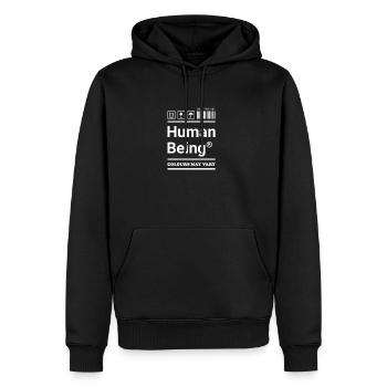 Human Being - Anti Rassismus Etikett - Männer Premium Bio Hoodie - Schwarz - Vorne - Nico (187cm)