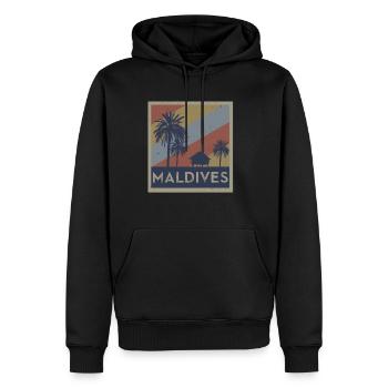 maldives retro square - Männer Premium Bio Hoodie - Schwarz - Vorne - Nico (187cm)