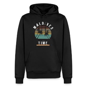 MALDIVES TIME - Männer Premium Bio Hoodie - Schwarz - Vorne - Nico (187cm)