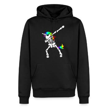 Dab licorne squelette Dabbing Gerippe Halloween - Sweat à capuche Premium bio Homme - noir - Devant - Nico (187cm)