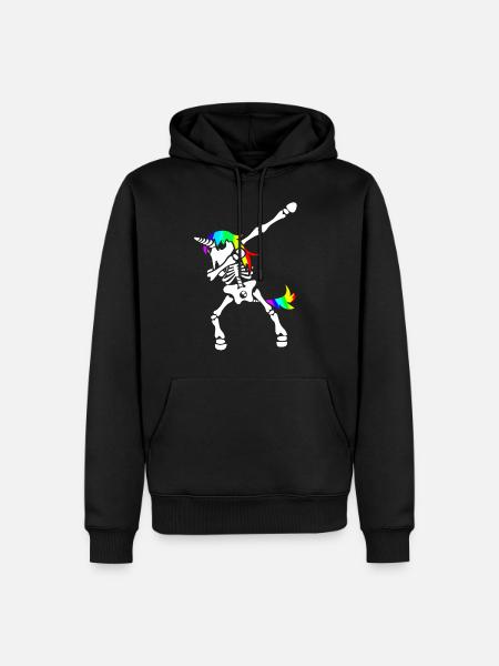Dab Einhorn Skelett Dabbing Gerippe Halloween - Männer Premium Bio Hoodie - Schwarz