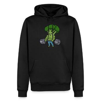 Brocoli Bodybuilding Fitness Levage croisé Deadlift - Sweat à capuche Premium bio Homme - noir - Devant - Nico (187cm)